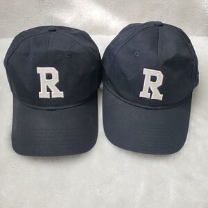 Baseball Caps Black with White "R" Logo. Hook and Loop Adjustable. Otto Brand.